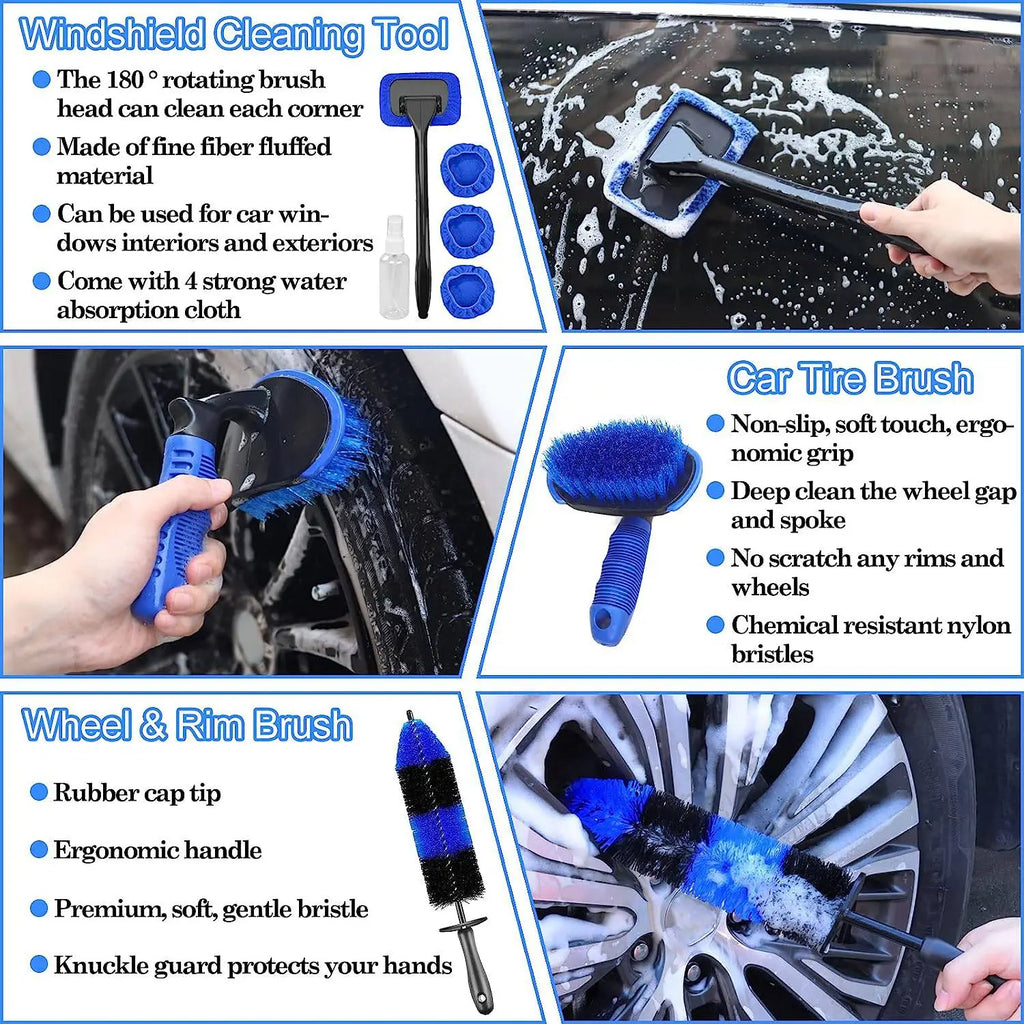 26-Piece Car Detailing Brush Set with Drill