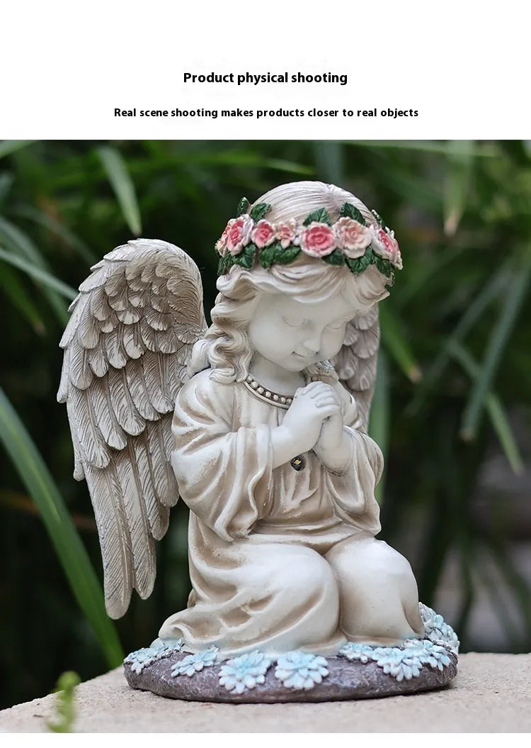 Resin Angel Solar Garden Lamp – Outdoor Yard Decor