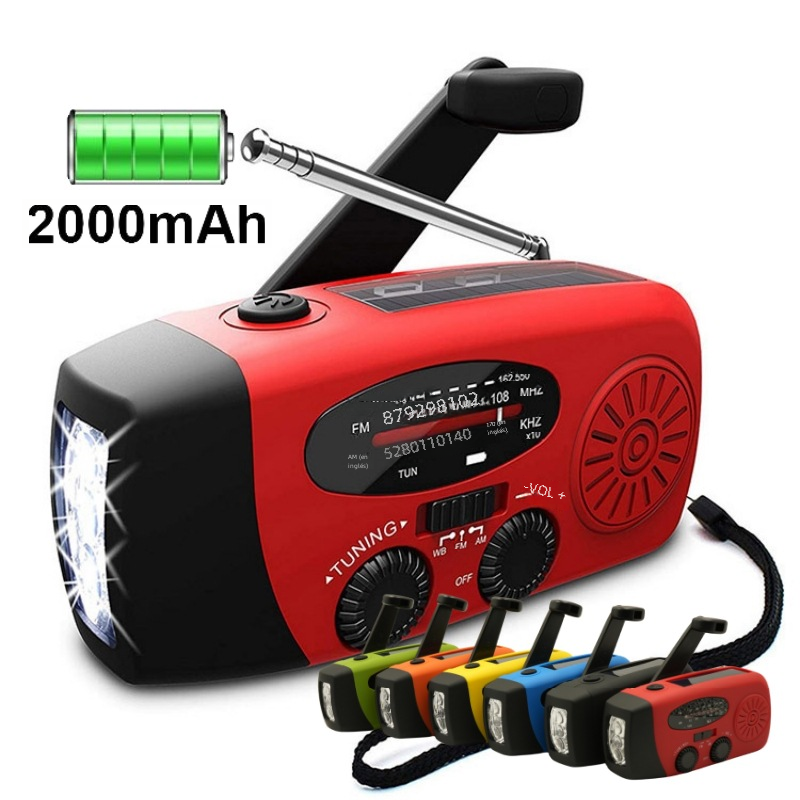Emergency Radio – Solar Power, Flashlight, 2000mAh, AM/FM
