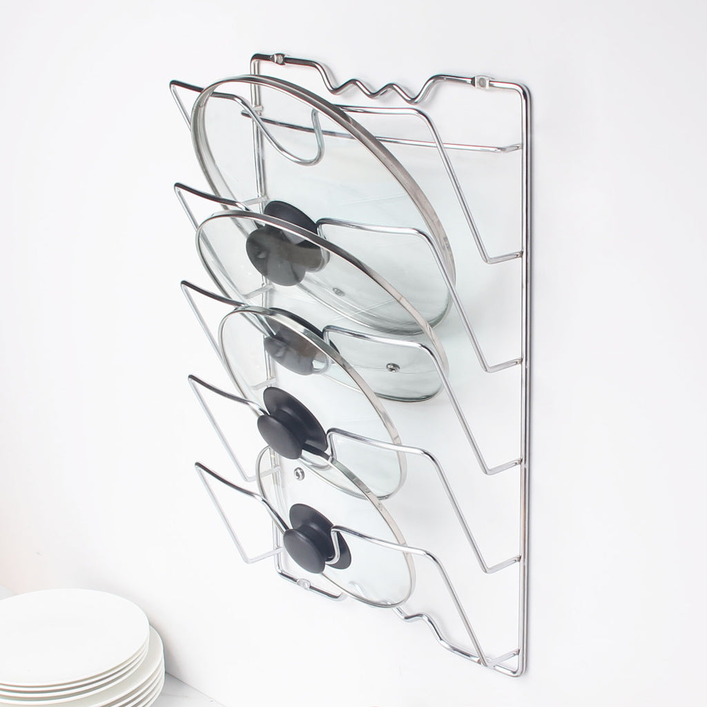 Wall-Mounted Kitchen Rack – 5-Tier Iron, Silver