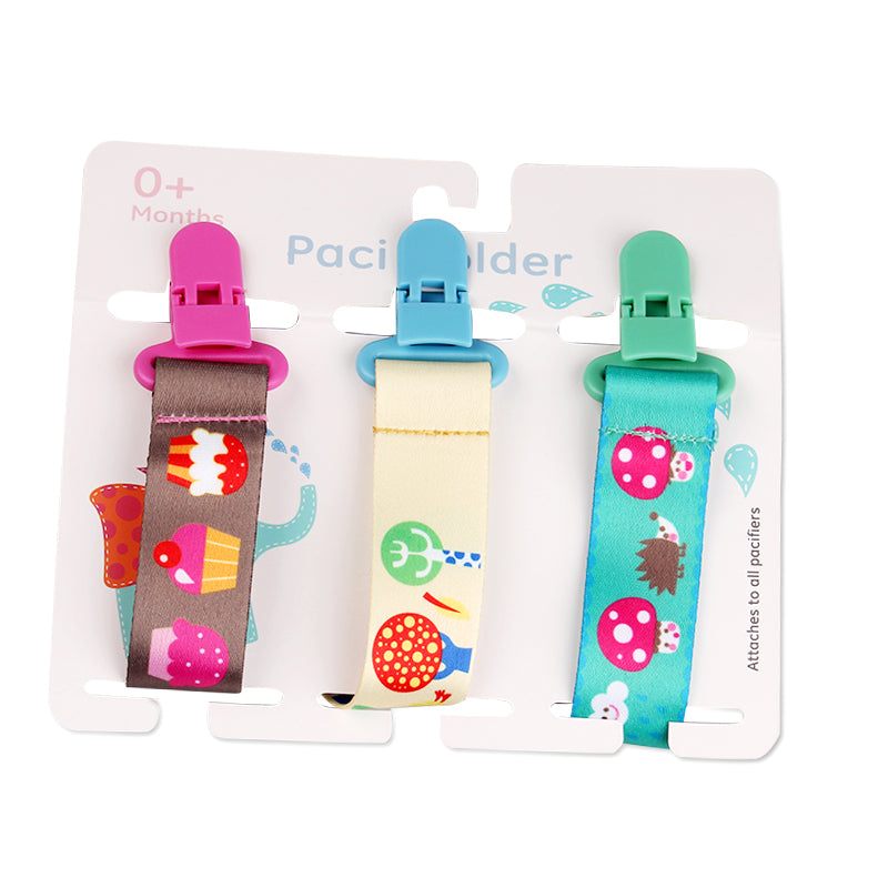 Baby Pacifier Clip Set – 3 Pack, Cartoon Designs