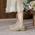 Women's British Style Leather Platform Martin Boots – Nubuck, Heeled, Warm Lining