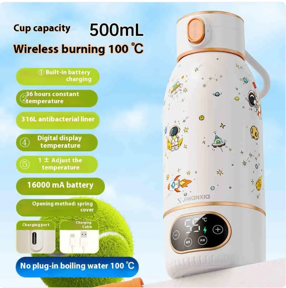 Portable Electric Kettle – Smart Temp Control, USB-C, 316 Stainless Steel