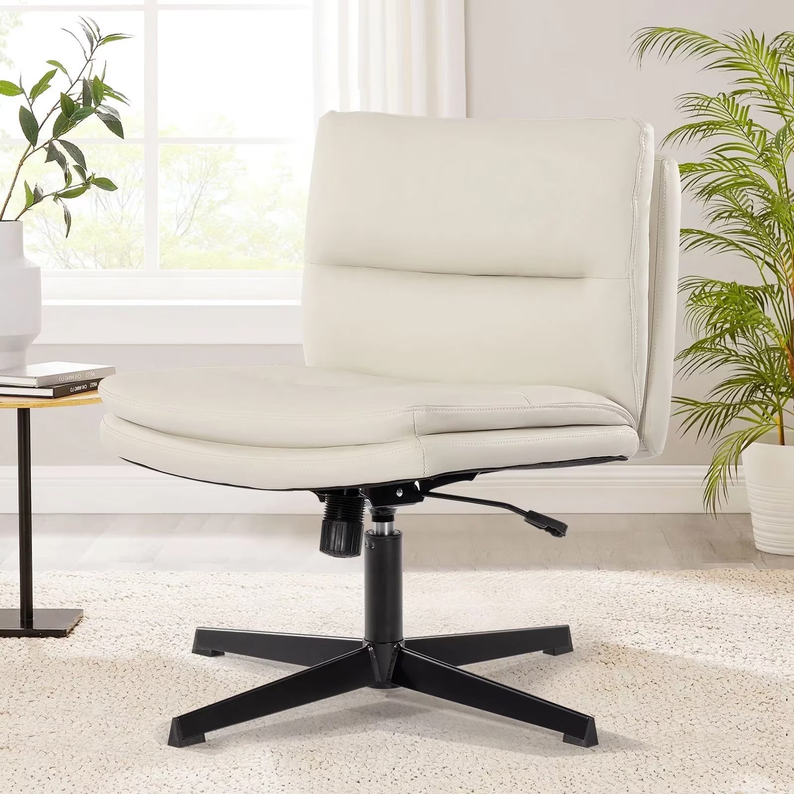 Product Name: PU Leather Armless Desk Chair No Wheels, Home