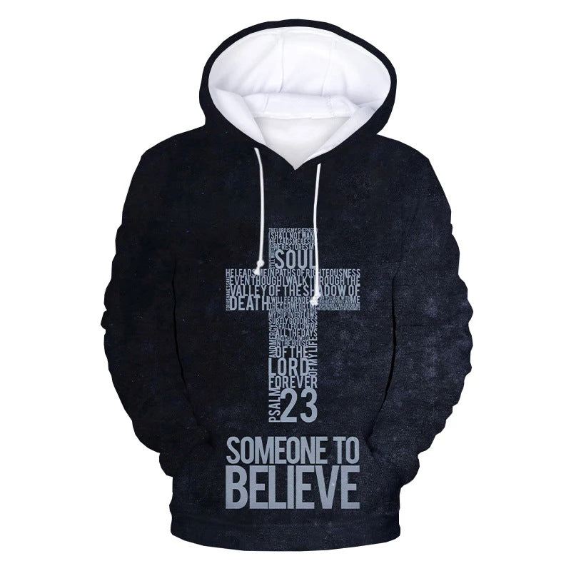 Men's 3D Cross Print Hoodie – XS to 7XL