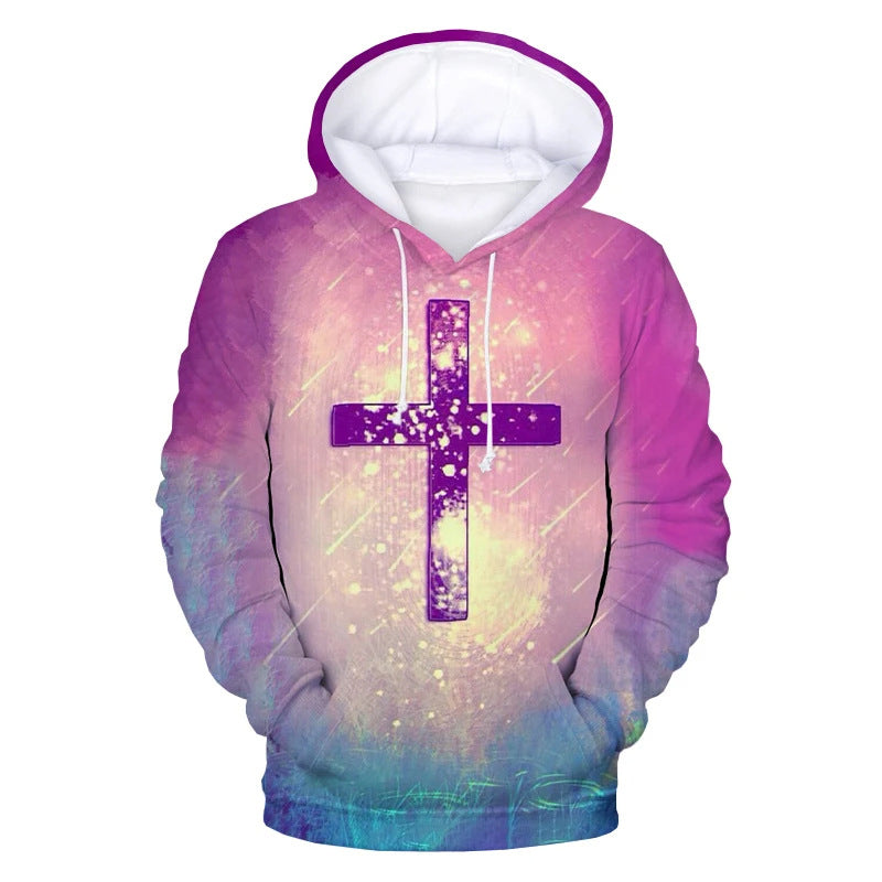 Men's 3D Cross Print Hoodie – XS to 7XL