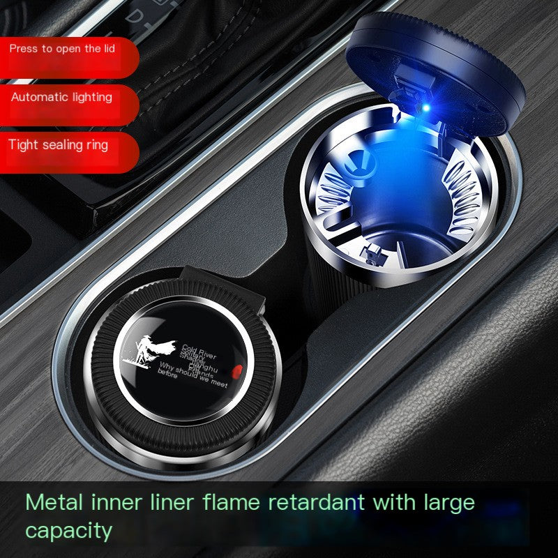 Car Ashtray with One-Click Cover – Metal Liner