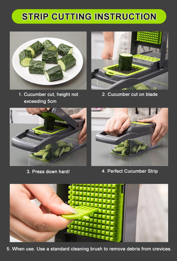 14-in-1 Vegetable Chopper – Stainless Steel Slicer Set
