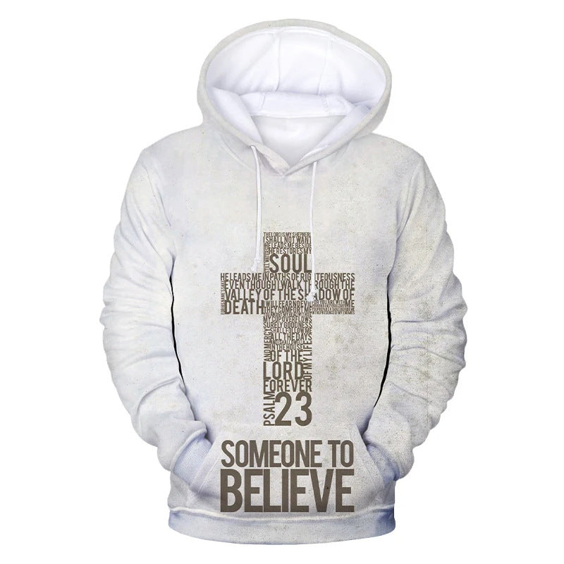 Men's 3D Cross Print Hoodie – XS to 7XL