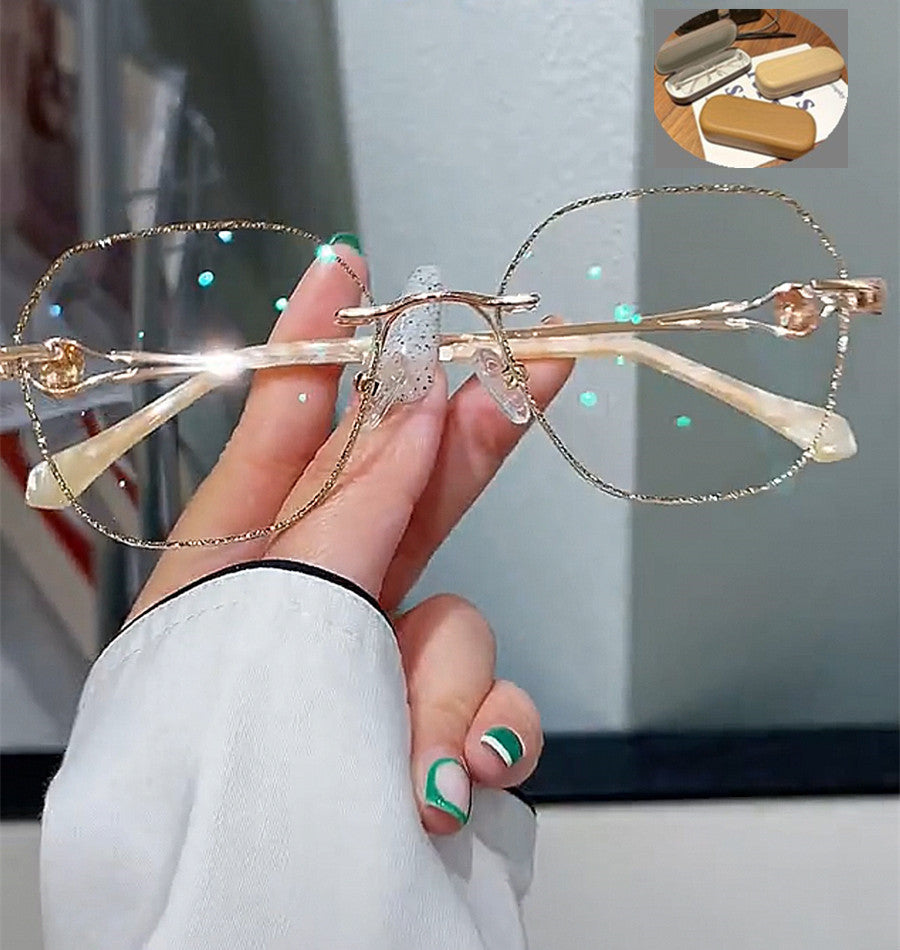 Frameless Blue Light Glasses for Women – Gold & Silver