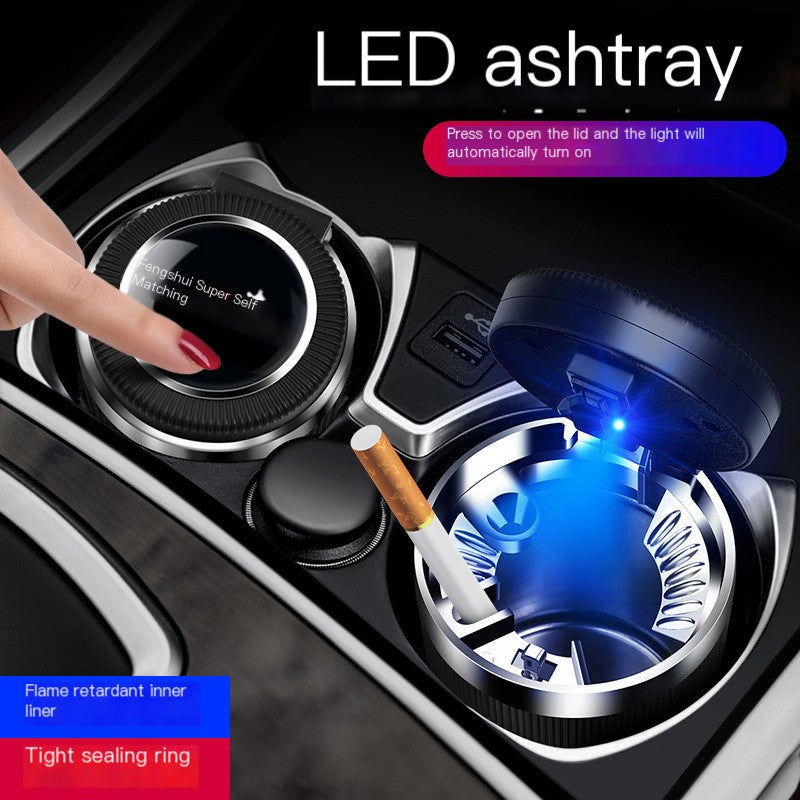 Car Ashtray with One-Click Cover – Metal Liner