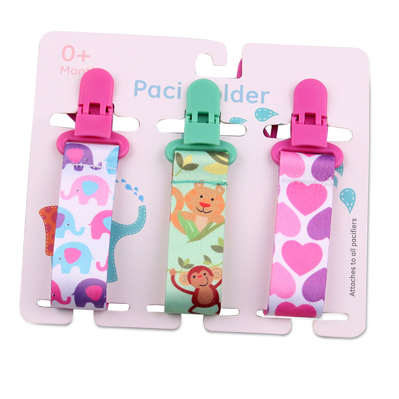Baby Pacifier Clip Set – 3 Pack, Cartoon Designs
