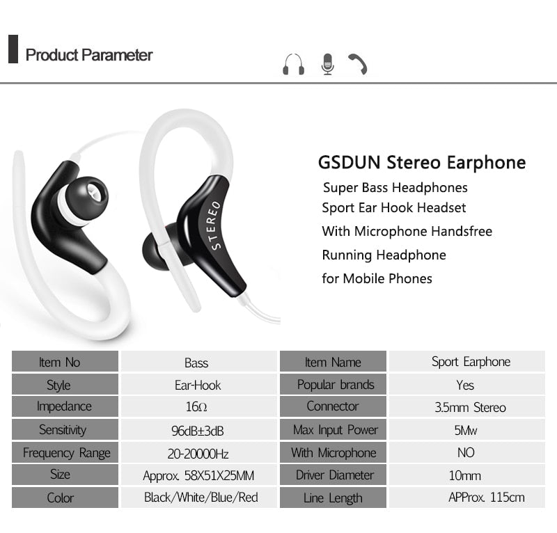 Sports In-Ear Headphones with Microphone – 3.5mm