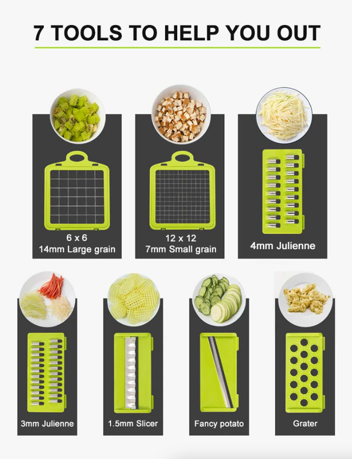 14-in-1 Vegetable Chopper – Stainless Steel Slicer Set