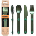 MAG-ALIGN Compact Travel Cutlery Set - Stainless Steel Magnetic Utensils - Green