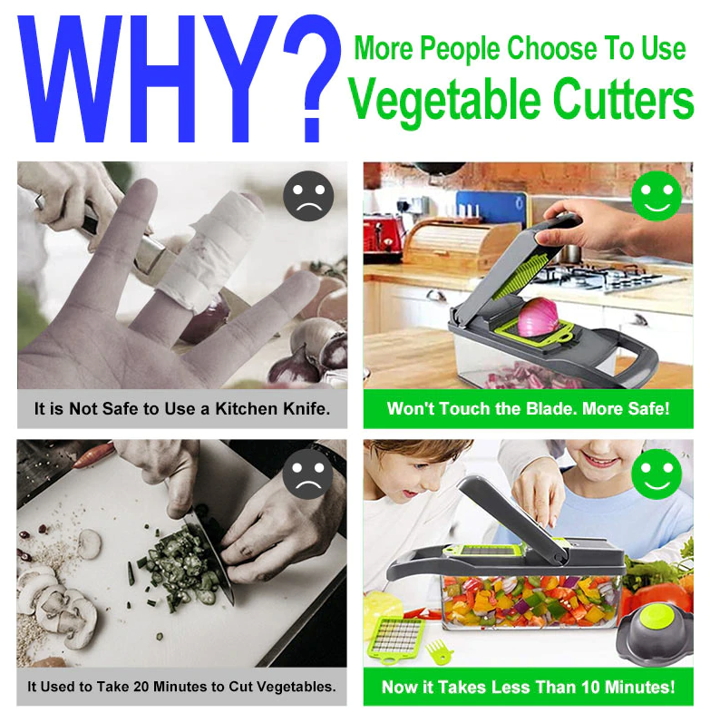 14-in-1 Vegetable Chopper – Stainless Steel Slicer Set