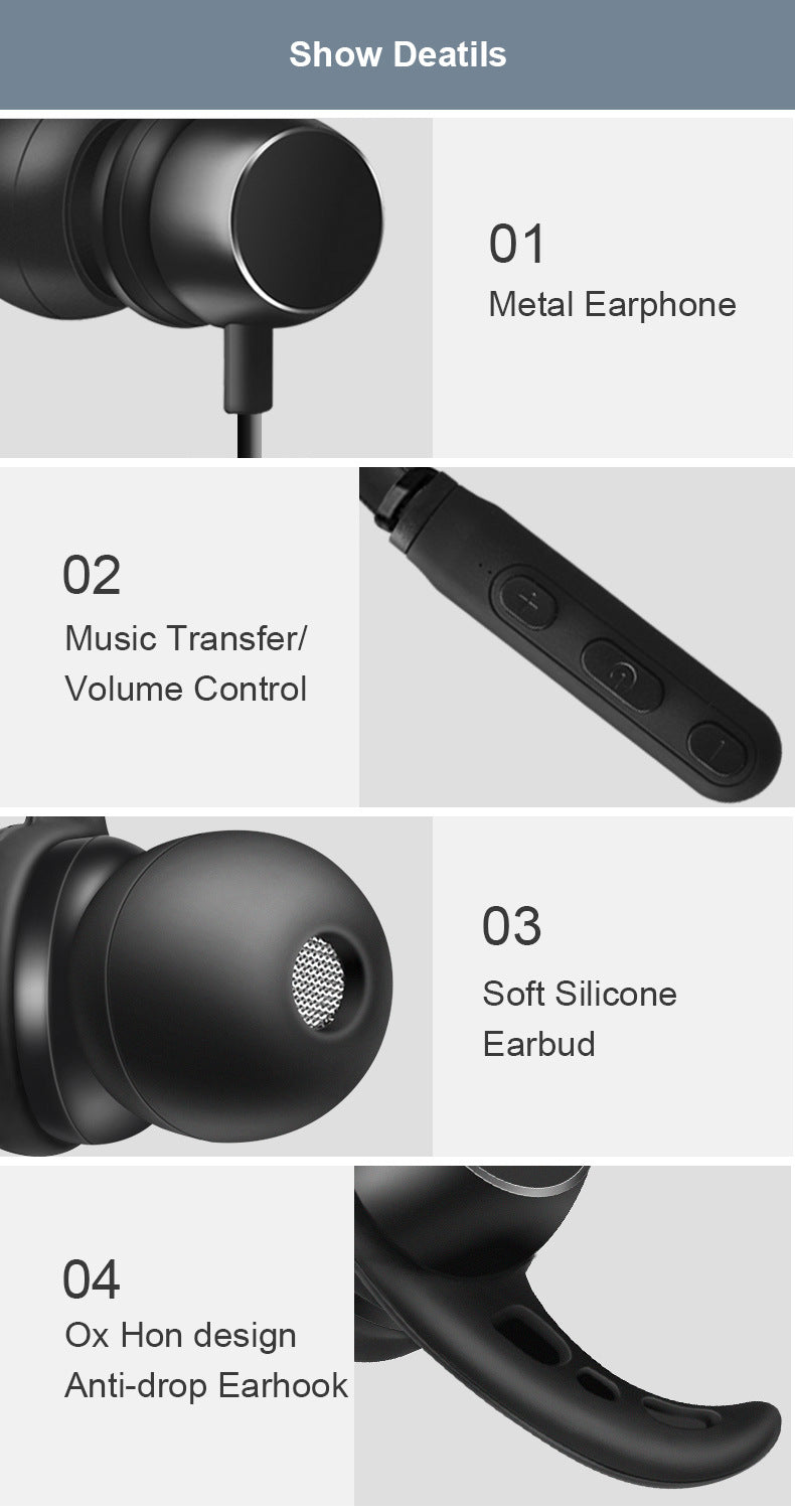 Magnetic Stereo Wireless Bluetooth Neckband Earphones