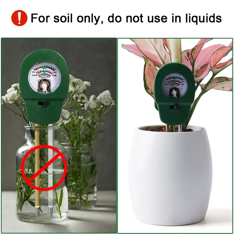3-in-1 Soil Meter – Moisture, pH & Fertility Tester