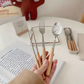 Stainless Steel Cutlery Set – Wooden Handle, 3-Piece