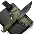 Odenwolf W-Flat Full Tang Fixed Blade Knife – D2 Steel with TPE Handle and Tactical Sheath
