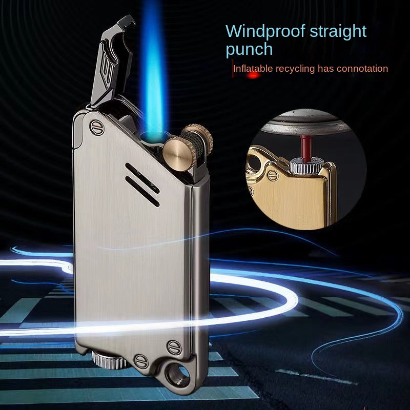 Metal Windproof Lighter – Blue Flame, Butane, 3 Colors