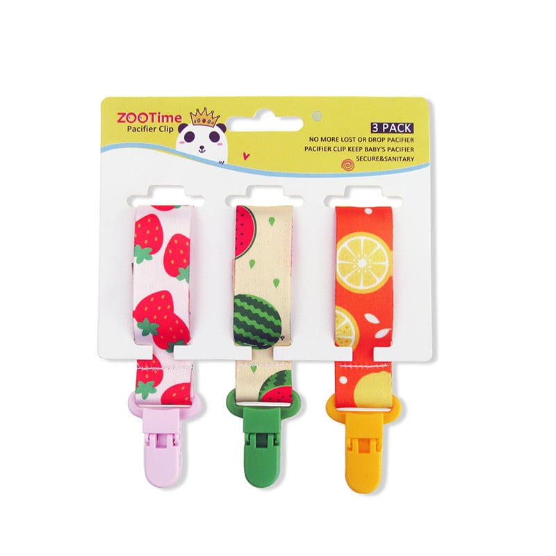 Baby Pacifier Clip Set – 3 Pack, Cartoon Designs