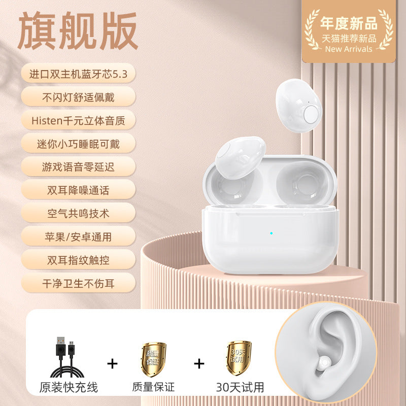 Mini Invisible Wireless Earbuds – Bluetooth 5.3, 8H Battery, Waterproof