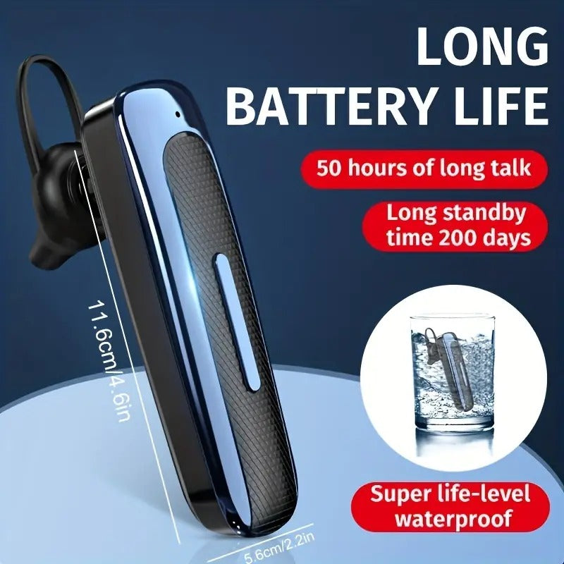 E1 Bluetooth Headset – Single Ear, IPX5, 20-Hour Battery