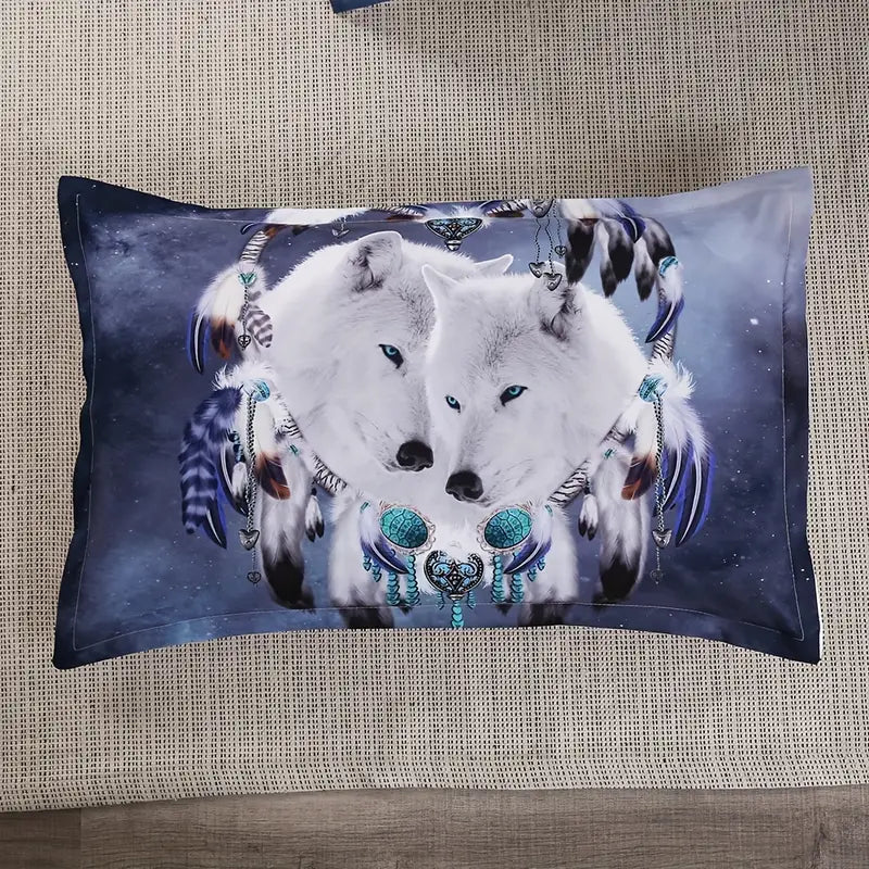Wolf Print Duvet Cover Set – 3pcs, 4 Sizes