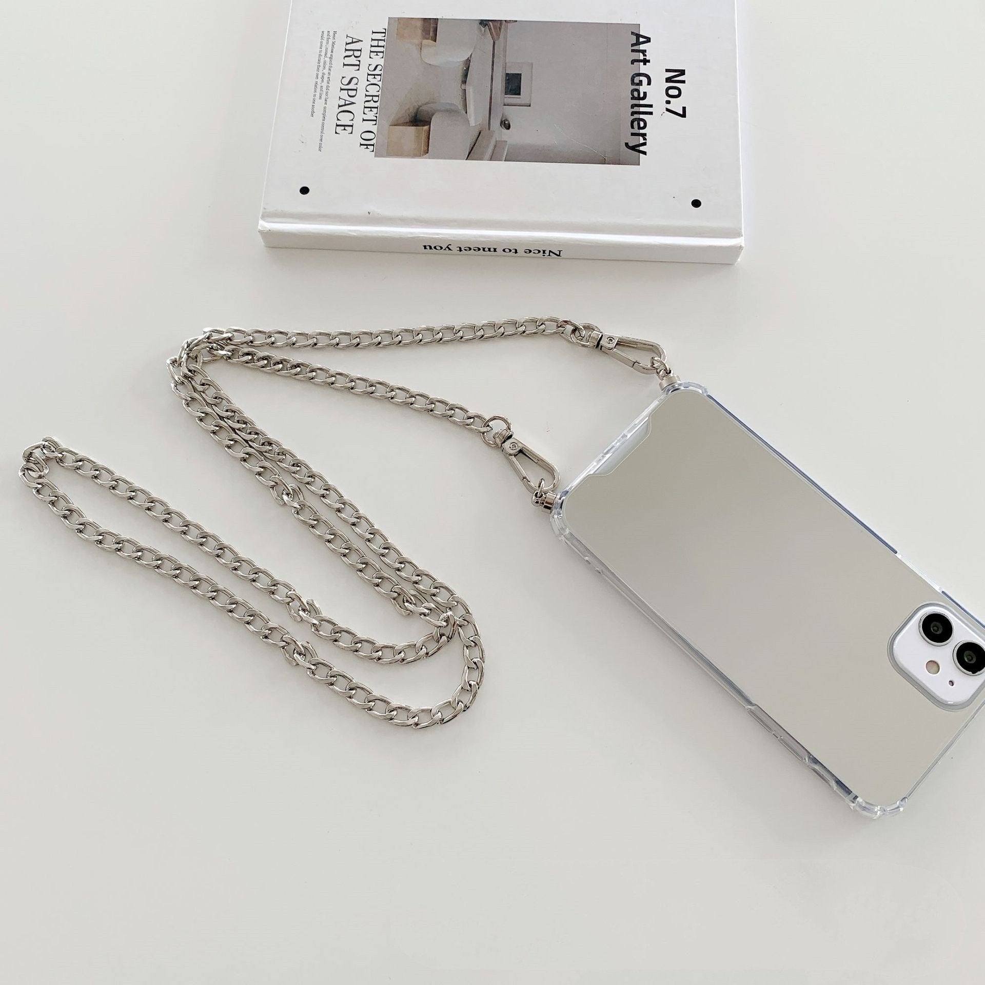 Mirror iPhone Case – Electroplated TPU with Chain & Lanyard