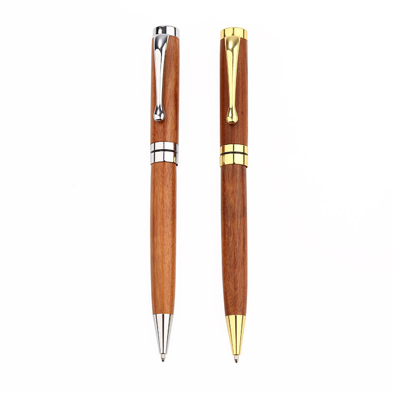 Metal & Rosewood Ballpoint Pen – Silver & Gold
