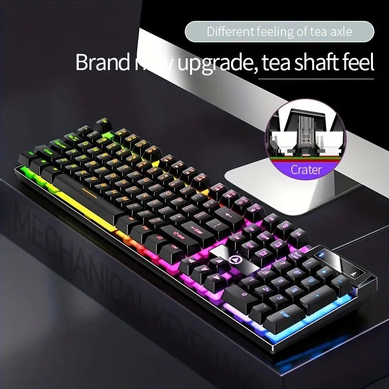 USB Wired Gaming Keyboard – 104 Keys, Rainbow RGB
