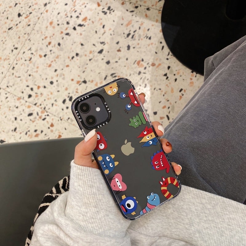 Cartoon Monster Transparent iPhone Case – TPU, Cute Robot Design