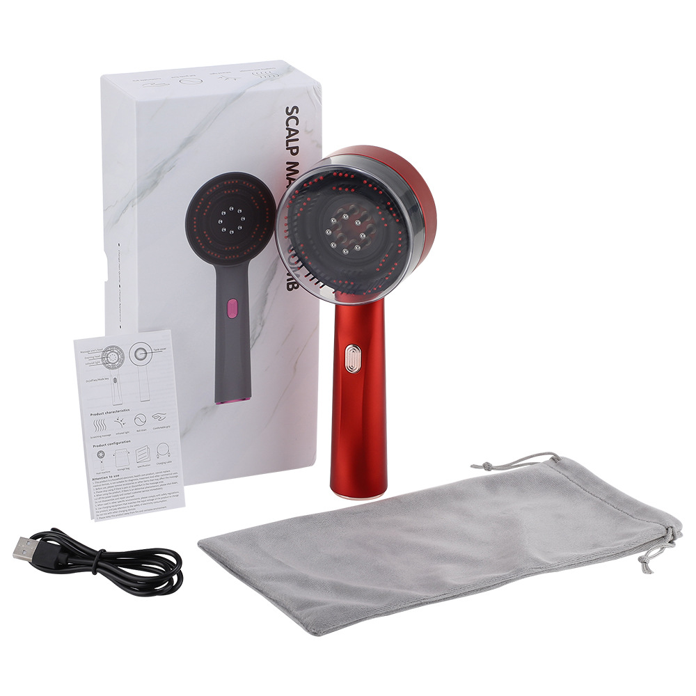 Electric Scalp Care & Hair Growth Massage Comb with Liquid Injection – Red Light Therapy
